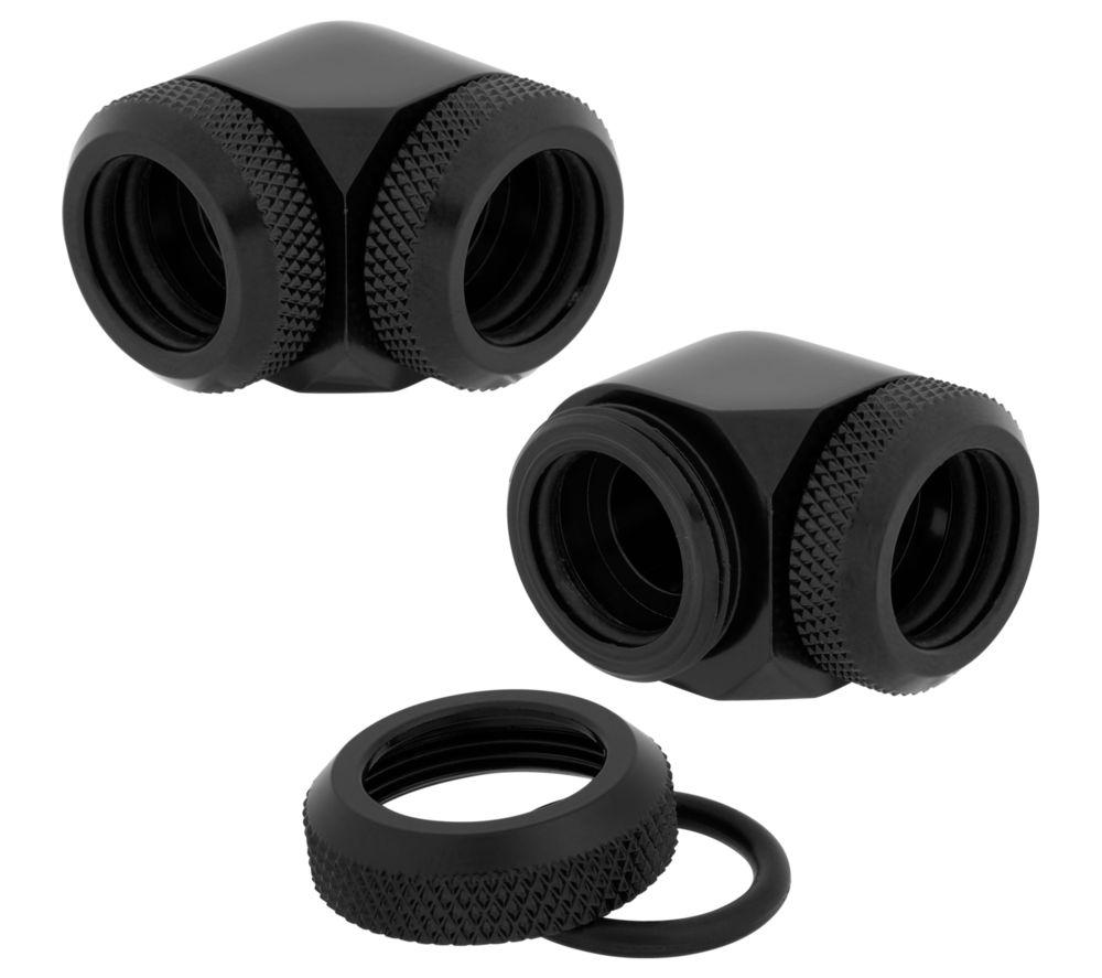 CORSAIR Hydro X Series XF 90 Compression Fitting - 14 mm, Black, Pack of 2, Black