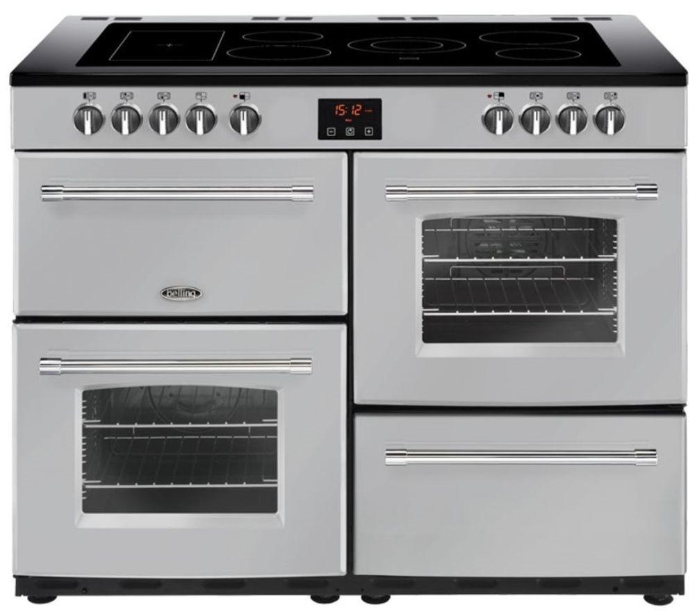 BELLING Farmhouse 110E Electric Ceramic Range Cooker - Silver, Silver/Grey