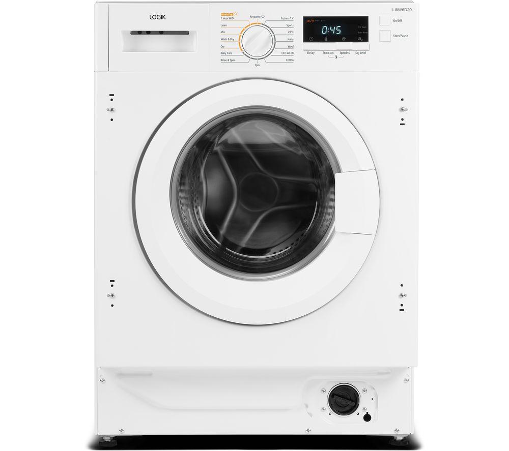 LOGIK LI8W6D20 Integrated 8 kg Washer Dryer, White