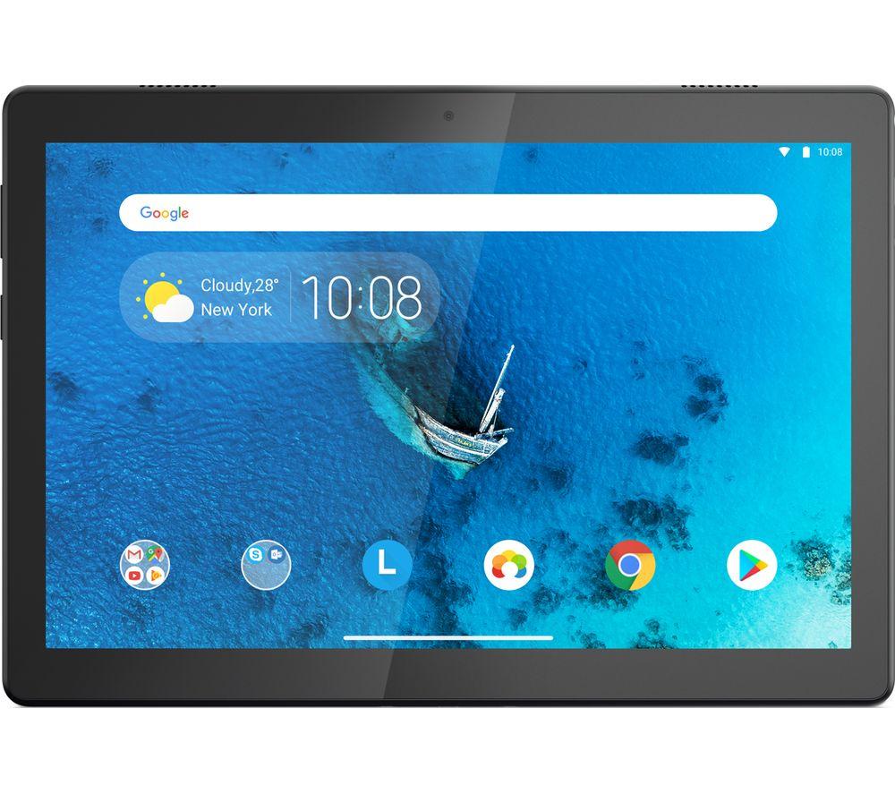 £89, LENOVO Tab M10 10.1inch Tablet - 16 GB, Black, Android 9.0 (Pie), HD Ready screen, 16 GB storage: Perfect for apps & photos, Add more storage with a microSD card, Battery life: Up to 9 hours, Dolby Atmos, 