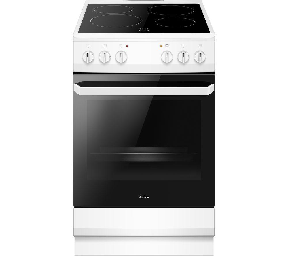 AMICA AFC1530WH 50 cm Electric Ceramic Cooker - White, White,Silver/Grey