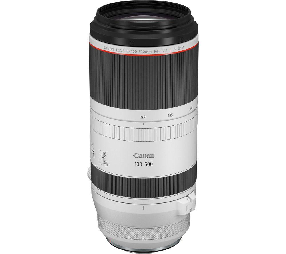 CANON RF 100-500 mm f/4.5-7.1L IS USM Telephoto Zoom Lens, White