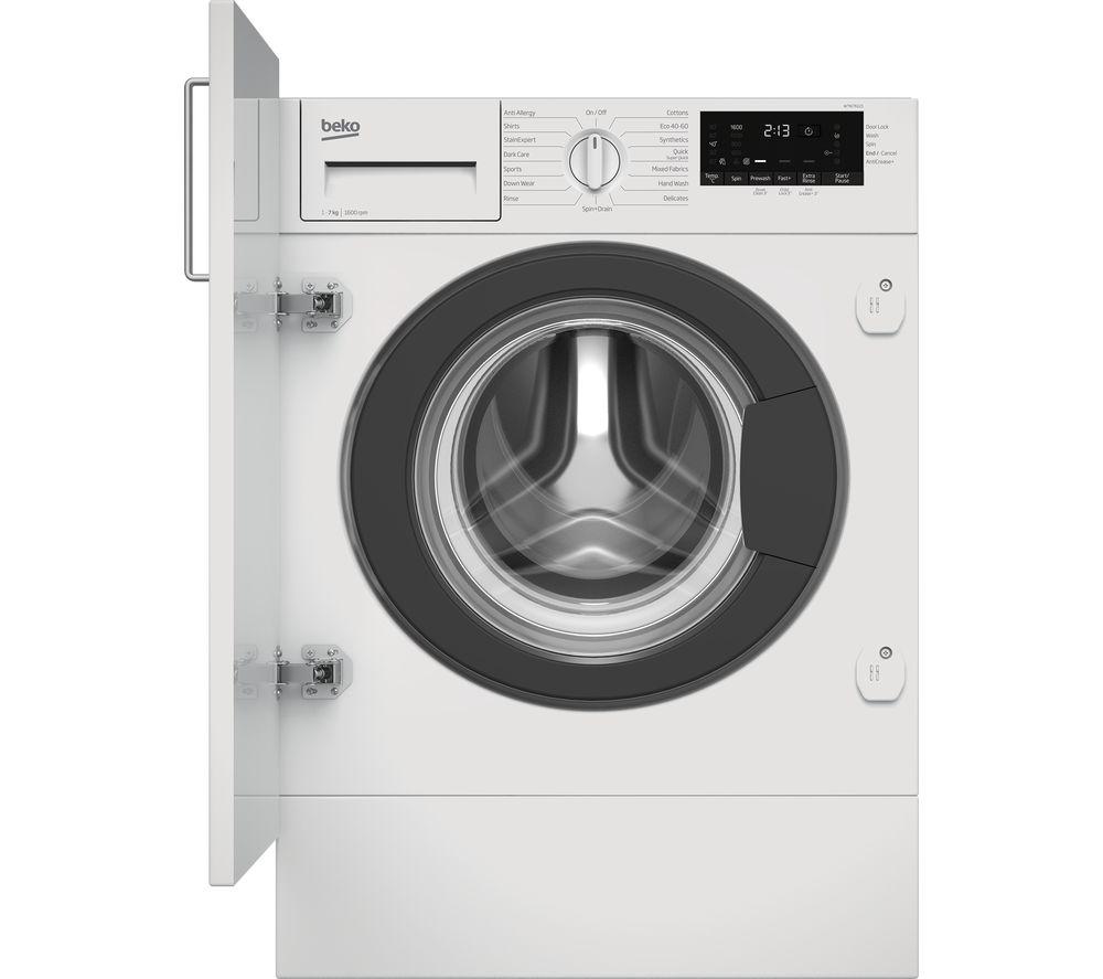 BEKO Pro RecycledTub WTIK76121 Integrated 7 kg 1600 Spin Washing Machine, White