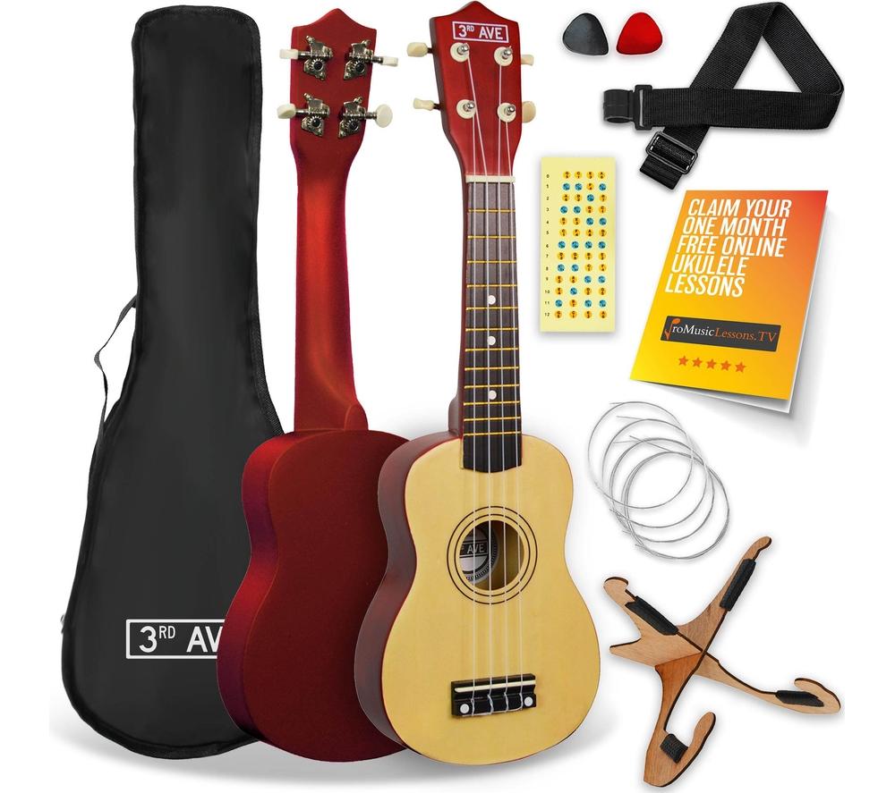 3RD AVENUE Soprano Ukulele Starter Pack - Natural, Brown