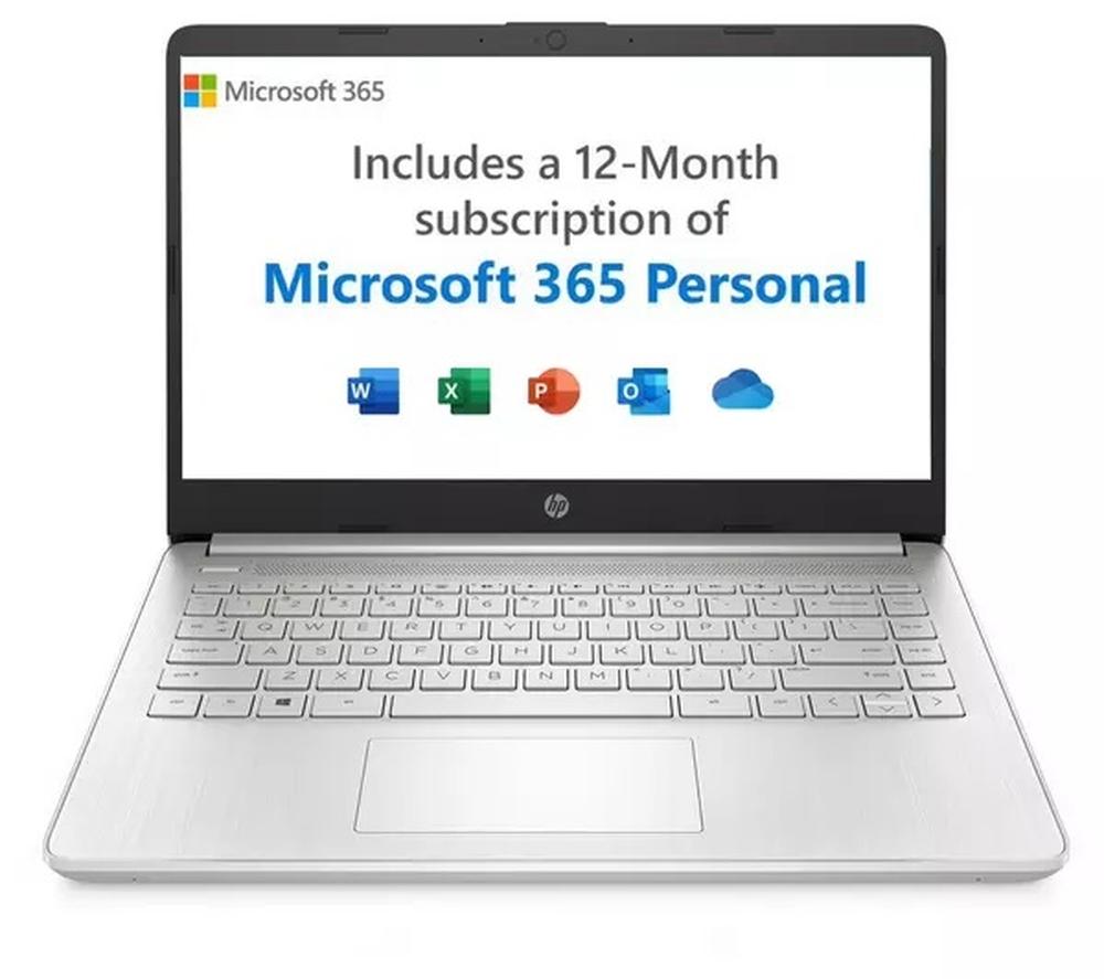 £329, HP 14s-dq2507na 14inch Laptop - Intel® Core™ i3, 128 GB SSD, Silver, Free Upgrade to Windows 11, Intel® Core™ i3-1115G4 Processor, RAM: 4 GB / Storage: 128 GB SSD, Full HD screen, Battery life: Up to 9.5 hours, 1 year subscription to Microsoft 365, 