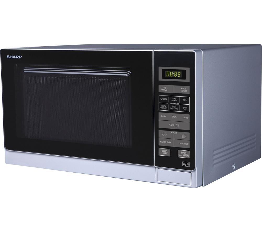 Sharp R372SLM Solo Microwave - Silver, Silver/Grey