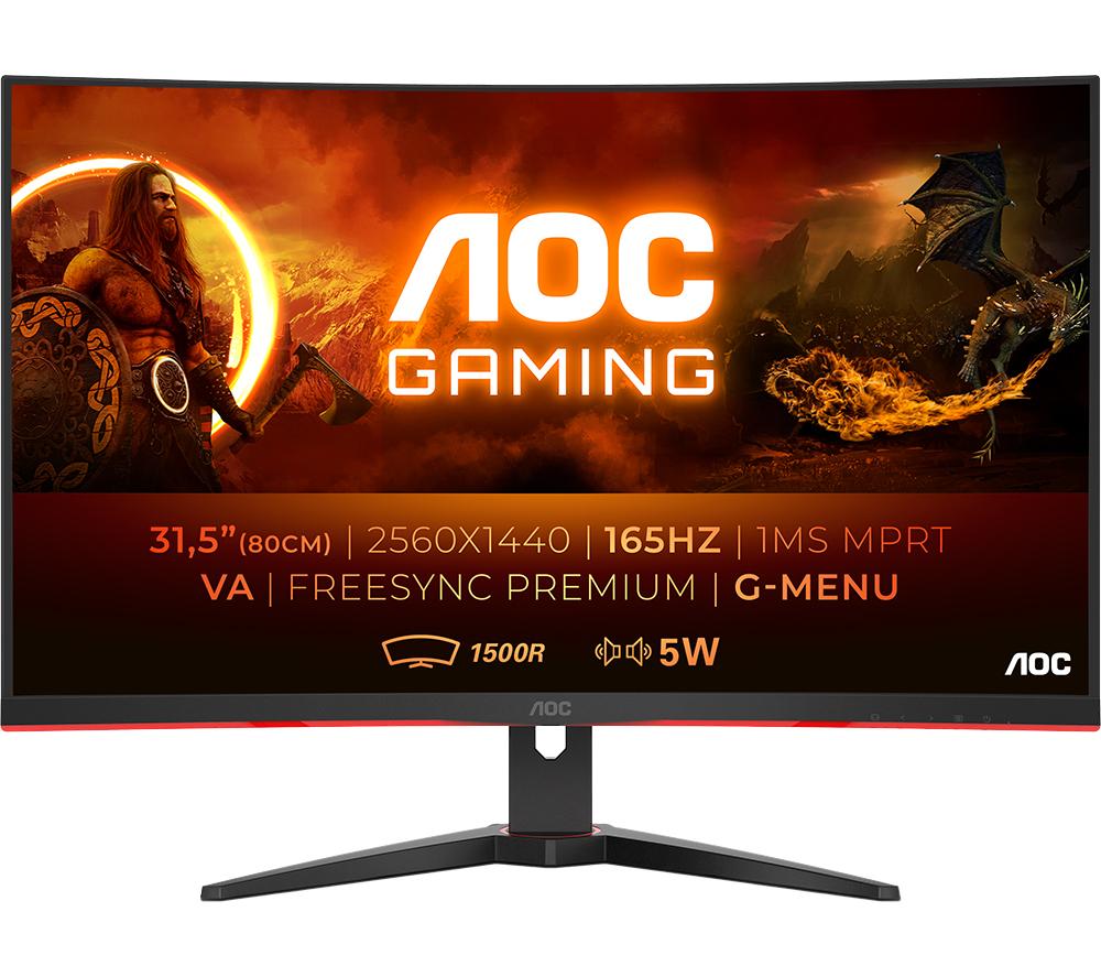 AOC CQ32G2SE/BK Quad HD 31.5 Curved VA LCD Gaming Monitor - Black, Black