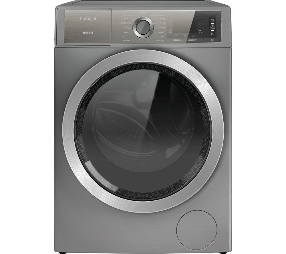 HOTPOINT Gentlepower H8 W946SB 9 kg 1400 Spin Washing Machine - Silver, Silver/Grey