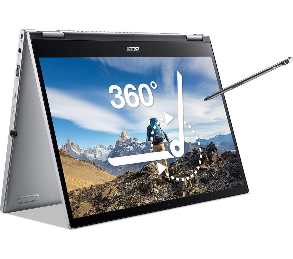 £649, ACER Spin 3 13.3inch 2 in 1 Laptop - Intel® Core™ i5, 512 GB SSD, Silver, Windows 11, Intel® Evo™ platform, Intel® Core™ i5-1135G7 Processor, RAM: 8 GB / Storage: 512 GB SSD, Quad HD touchscreen, Battery life: Up to 15 hours, 