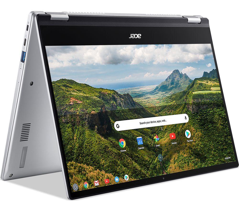£449, ACER Spin 514 14inch 2 in 1 Chromebook - AMD Ryzen 5, 128 GB eMMC, Silver, Premium Chromebook, Chrome OS, AMD Ryzen 5 3500C Processor, RAM: 8 GB / Storage: 128 GB eMMC, Full HD touchscreen, Battery life: Up to 10 hours, 