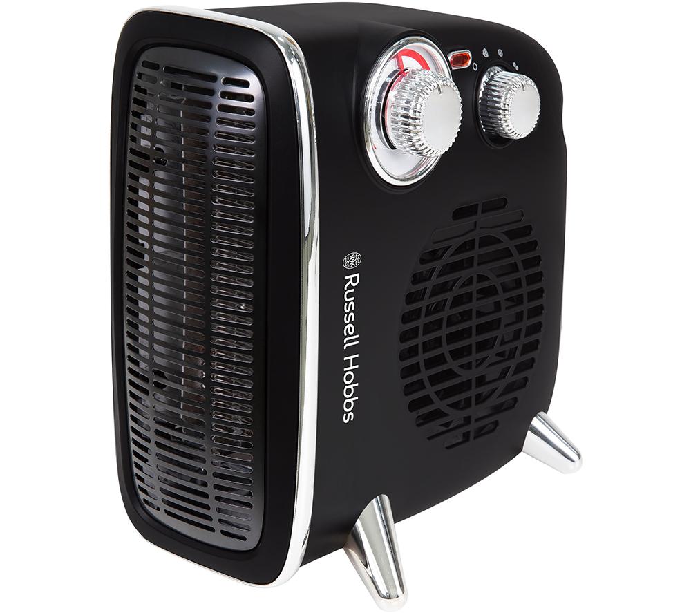 RUSSELL HOBBS Retro RHRETHFH1001B Hot & Cool Fan Heater - Black, Black