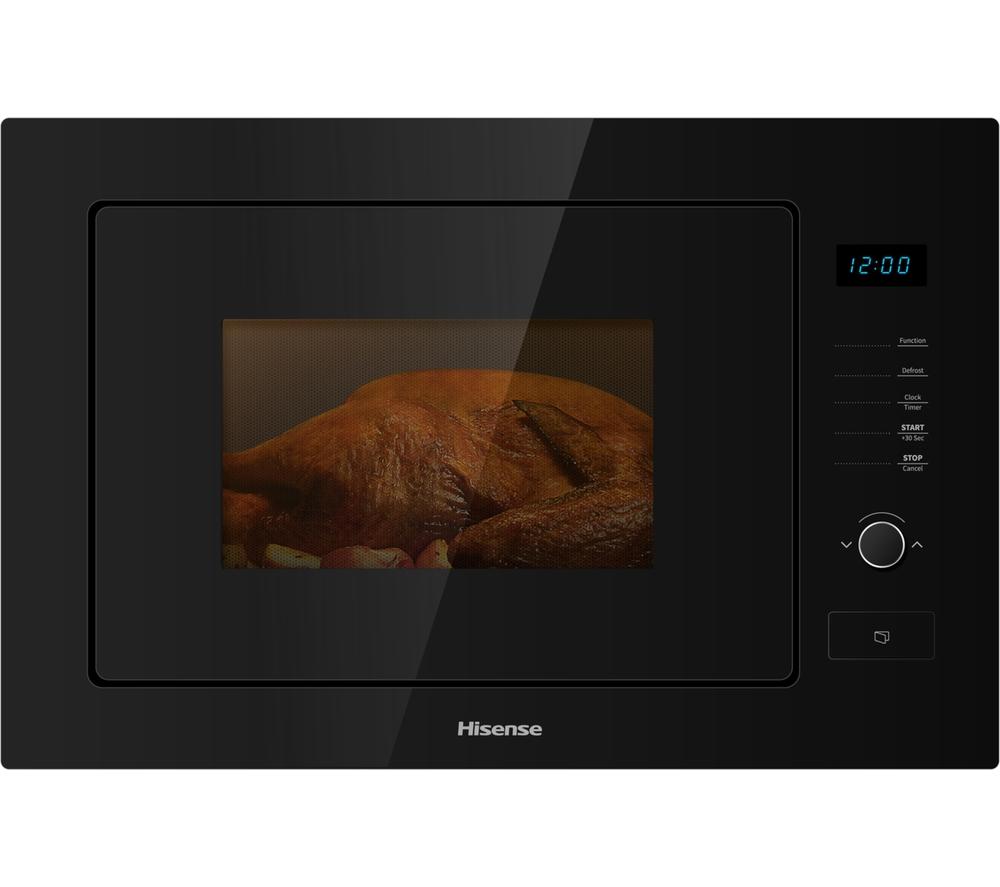 HISENSE HB25MOBX7GUK Built-in Solo Microwave with Grill - Black, Black