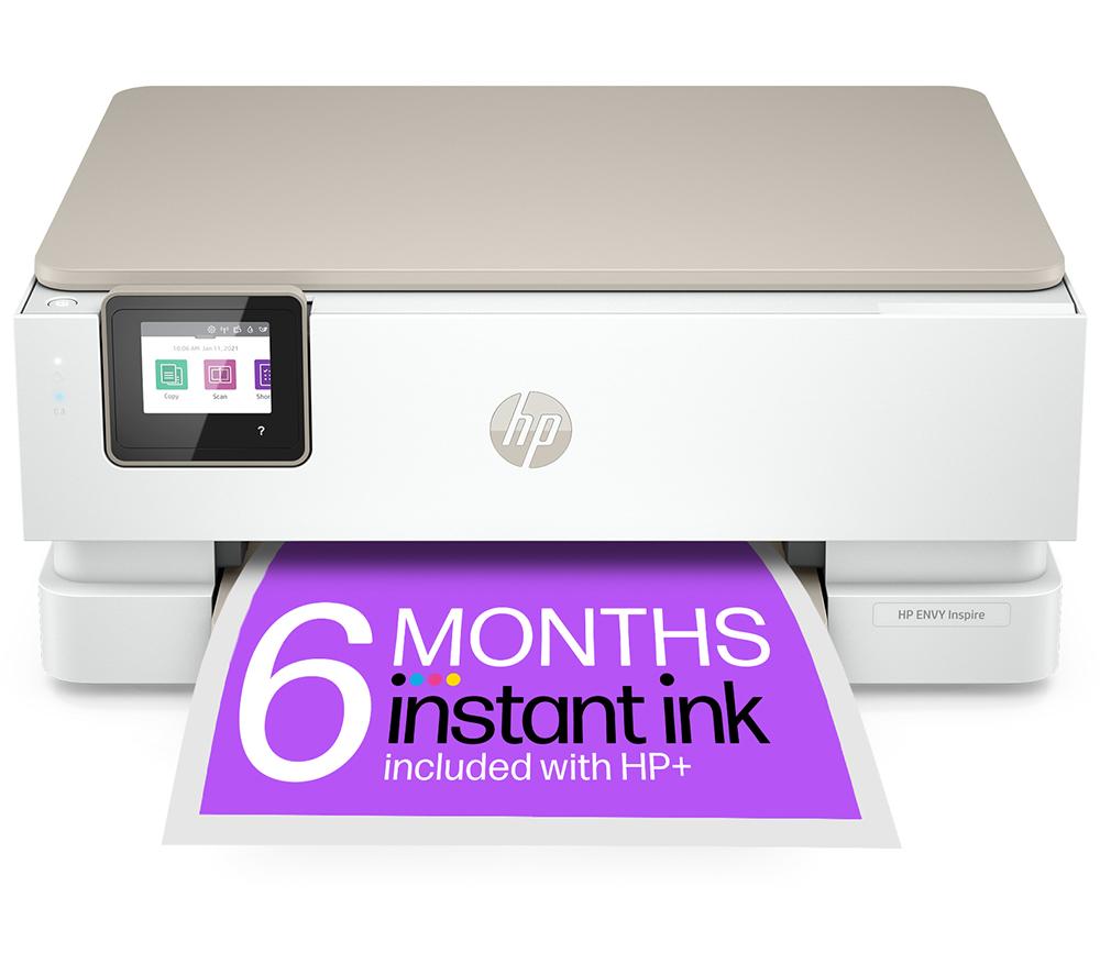 HP ENVY Inspire 7224e All-in-One Wireless Inkjet Printer & Instant Ink with HP, White,Silver/Grey