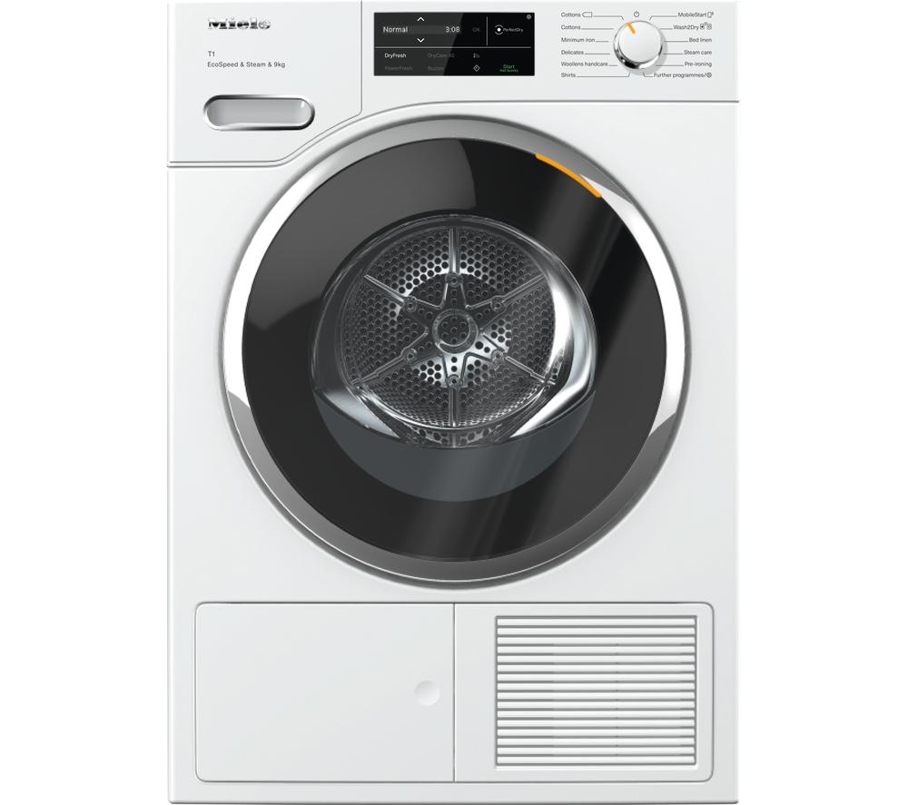 MIELE EcoSpeed TWL780WP WiFi-enabled 9 kg Heat Pump Tumble Dryer - White, White