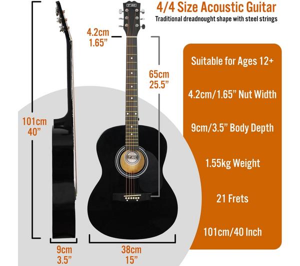 38 Starter Acoustic Guitar with Performer Package KIT Bag:Tuner:Pick Walnut 