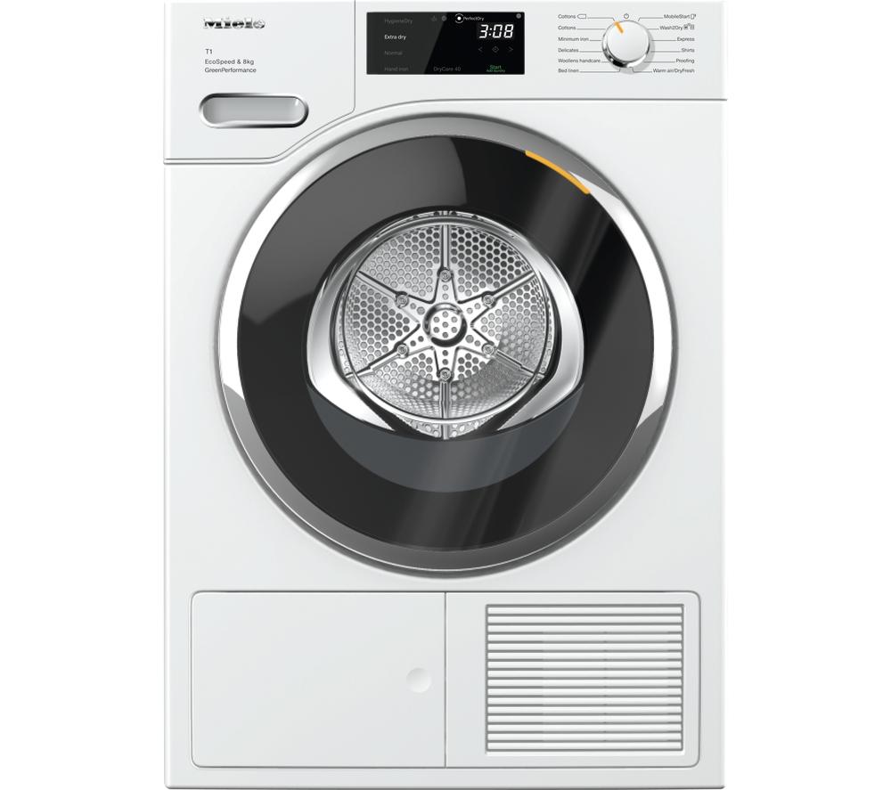 MIELE EcoSpeed TWF760WP WiFi-enabled 8 kg Heat Pump Tumble Dryer - White, White