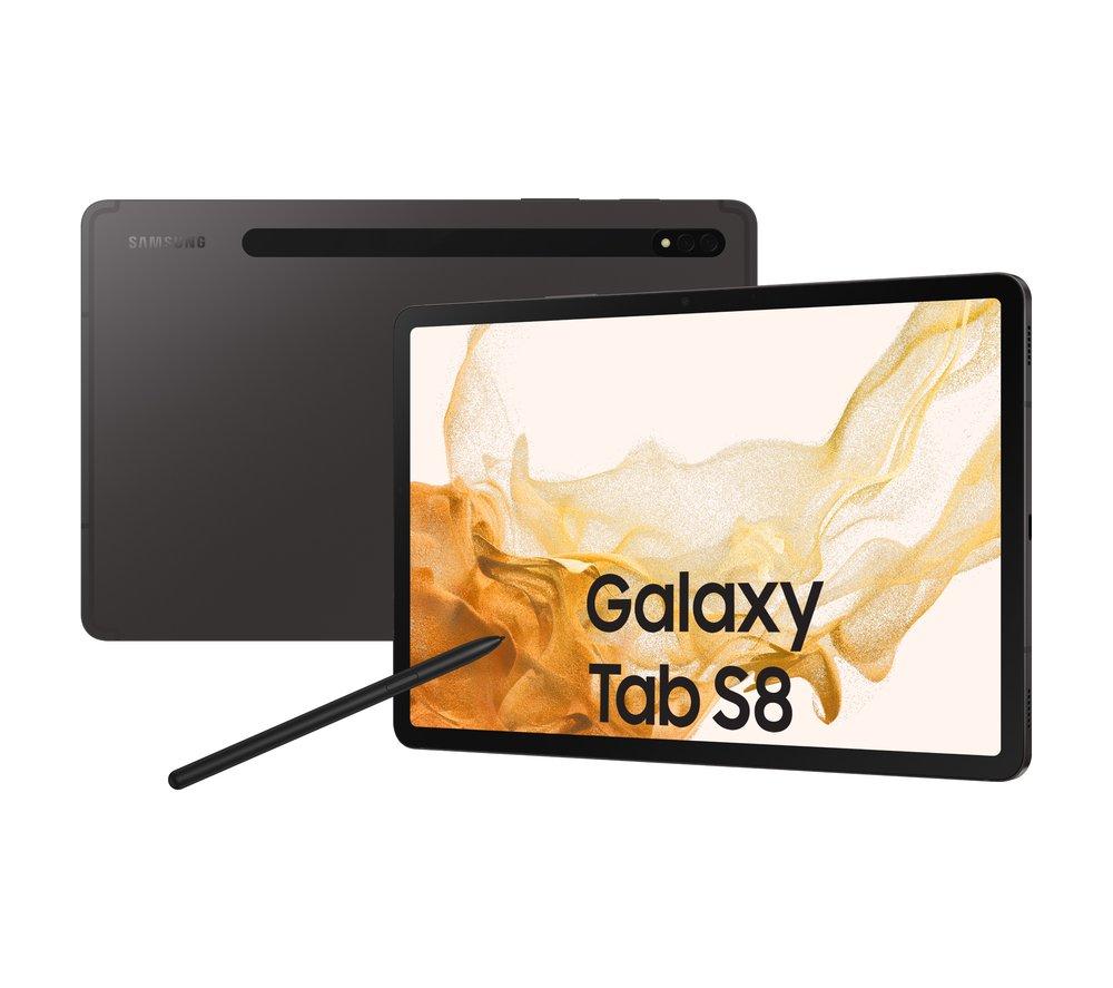 £649, SAMSUNG Galaxy Tab S8 11inch Tablet - 128 GB, Grey, Android 12, Quad HD screen, 128 GB storage: Perfect for saving pretty much everything, Add more storage with a microSD card, Dolby Atmos, 