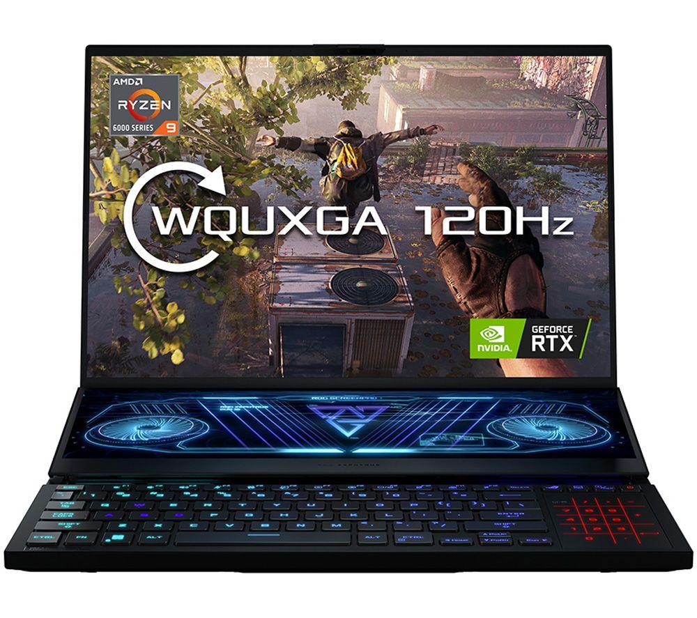 £4499, ASUS ROG Zephyrus Duo 16 16inch Gaming Laptop - AMD Ryzen 9, RTX 3080 Ti, 4 TB SSD, AMD Ryzen 9 6980HX Processor, RAM: 32 GB / Storage: 2 TB SSD x 2, Graphics: NVIDIA GeForce RTX 3080 Ti 16 GB, 290 FPS when playing Fortnite at 1080p, Wide Quad HD screen / 120 Hz, Battery life: Up to 8 hours, 