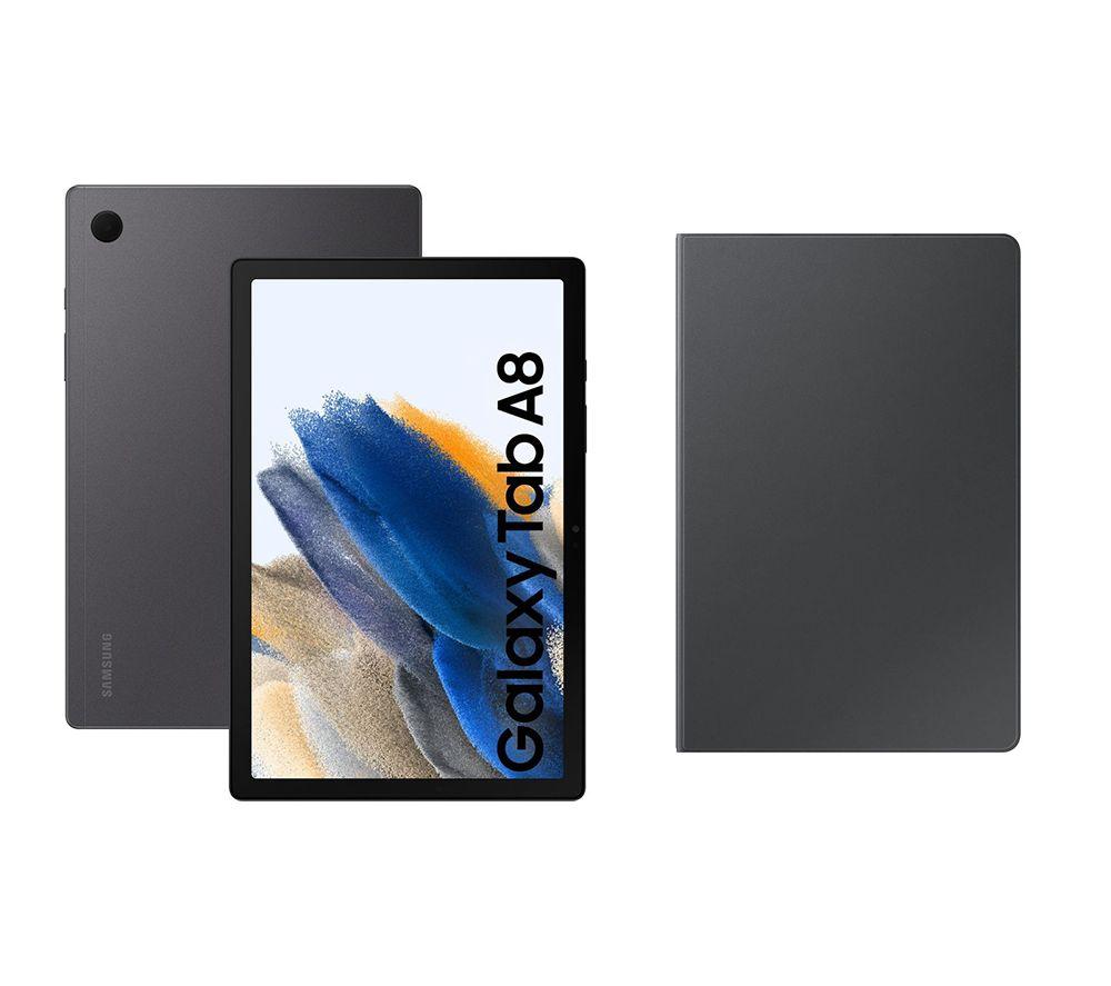 £298, SAMSUNG Galaxy Tab A8 10.5inch 4G Tablet (32 GB, Graphite) & Book Cover (Dark Grey) Bundle, Android 11, Full HD screen, 32 GB storage: Perfect for apps / photos / videos, Add more storage with a microSD card, Dolby Atmos, 