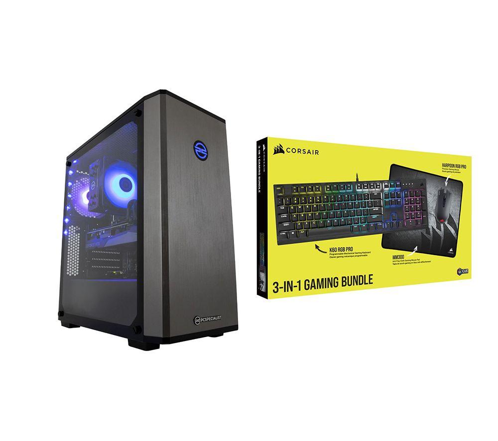 £1774, PCSPECIALIST ST-S Gaming PC & Corsair Gaming Accessories Bundle - Intel® Core™ i7, RTX 3070, Intel® Core™ i7-11700 Processor, RAM: 16 GB / Storage: 2 TB HDD & 512 GB SSD, Graphics: NVIDIA GeForce RTX 3070 8 GB, 346 FPS when playing Fortnite at 1080p, 