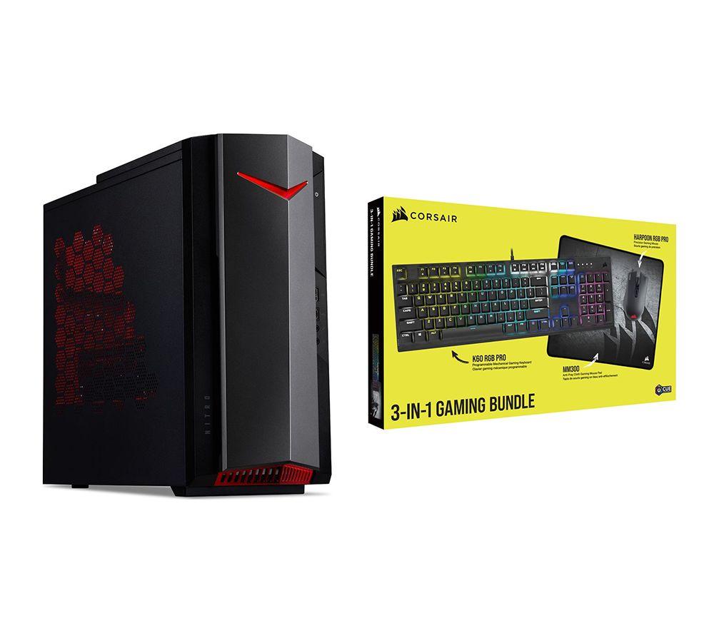 £1079, ACER Nitro Gaming PC & Corsair Gaming Accessories Bundle - Intel® Core™ i5, RTX 3060, Intel® Core™ i5-11400F Processor, RAM: 16 GB / Storage: 1 TB HDD & 256 GB SSD, Graphics: NVIDIA GeForce RTX 3060 12 GB, 243 FPS when playing Fortnite at 1080p, 