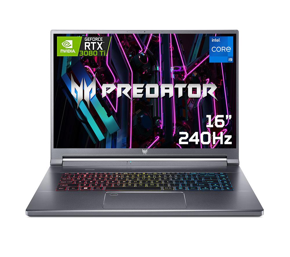 £3299, ACER Predator Triton 500SE 16inch Gaming Laptop - Intel® Core™ i9, RTX 3080 Ti, 1 TB SSD, Intel® Core™ i9-12900H Processor, RAM: 32 GB DDR5 / Storage: 1 TB SSD, Graphics: NVIDIA GeForce RTX 3080 Ti 16 GB, 282 FPS when playing Fortnite at 1080p, Quad HD screen / 240 Hz, Battery life: Up to 8.5 hours, 