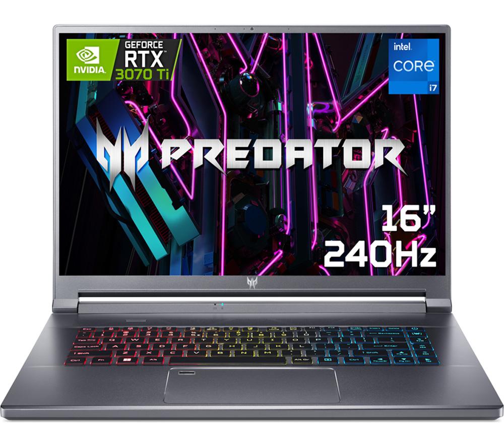 £1999, ACER Predator Triton 500SE 16inch Gaming Laptop - Intel® Core™ i7, RTX 3070 Ti, 1 TB SSD, Intel® Core™ i7-12700H Processor, RAM: 16 GB / Storage: 1 TB SSD, Graphics: NVIDIA GeForce RTX 3070 Ti 8 GB, 267 FPS when playing Fortnite at 1080p, Quad HD screen / 240 Hz, Battery life: Up to 8.5 hours, 
