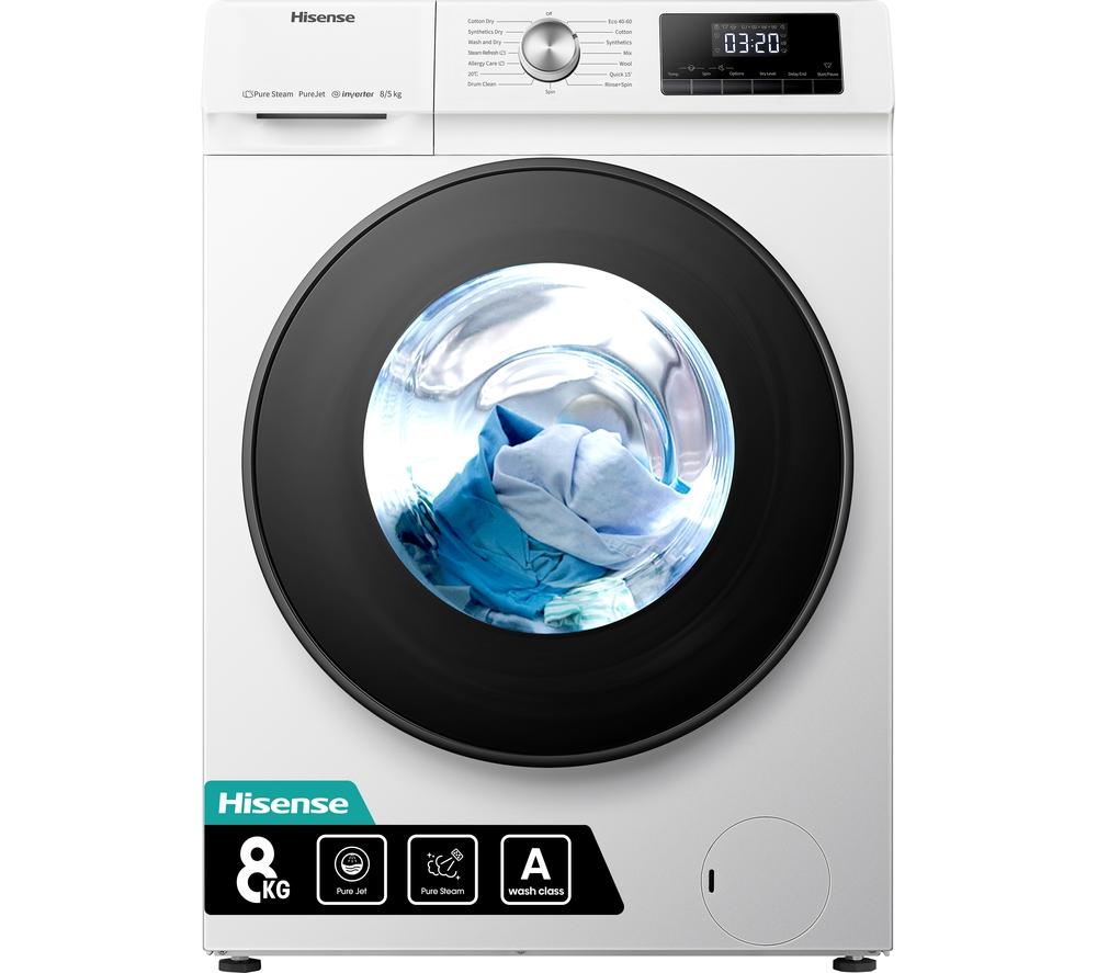 HISENSE 3 Series WDQA8014EVJM 8 kg Washer Dryer - White, White
