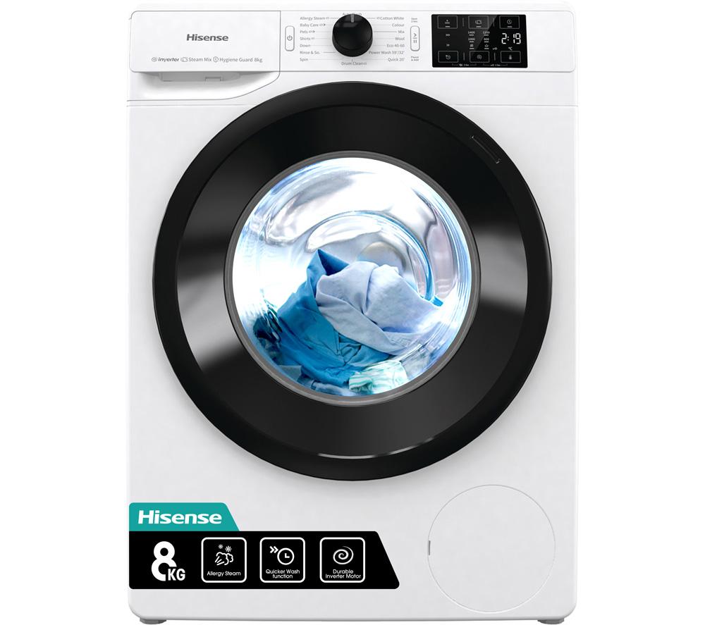 HISENSE 3 Series WFGC801439VM 8 kg 1400 Spin Washing Machine - White, White
