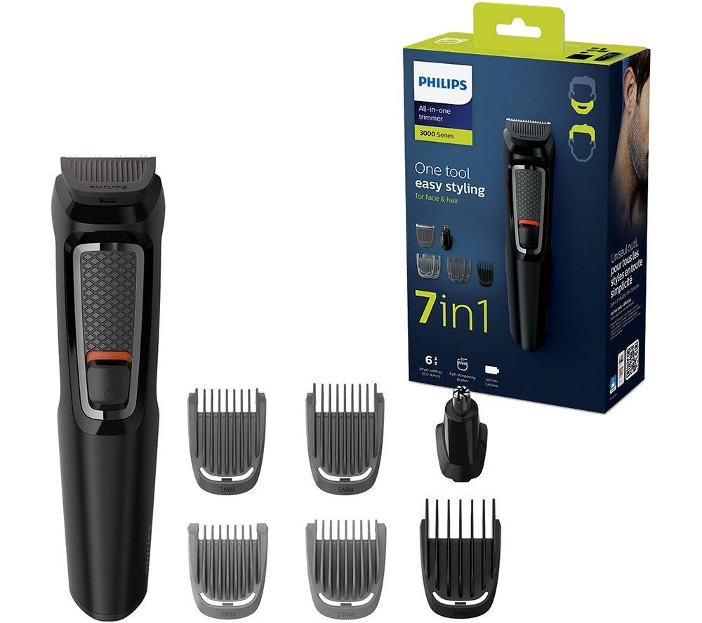 PHILIPS Series 3000 7-in-1 MG3720/33 Beard & Hair Multi Grooming Kit with Nose Trimmer - Black