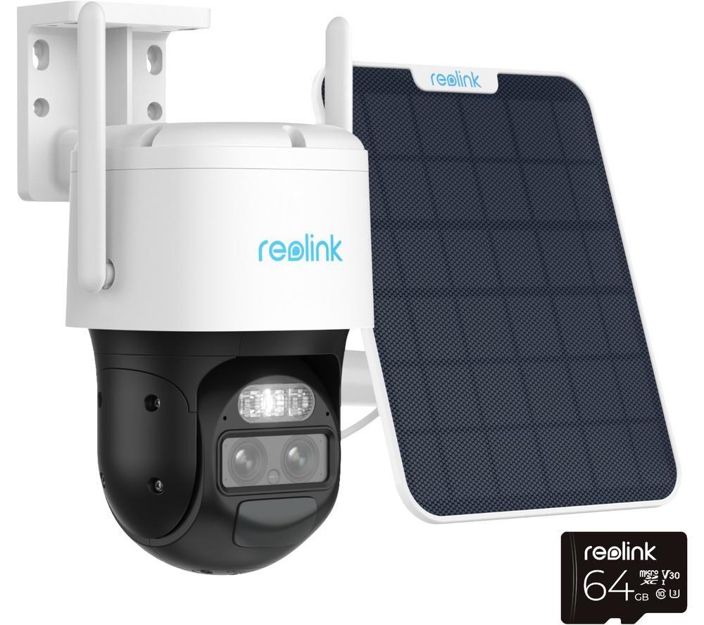 REOLINK TrackMix Auto PTZ 2-lens Quad HD 1440p WiFi Security Camera with Solar Panel - White, White
