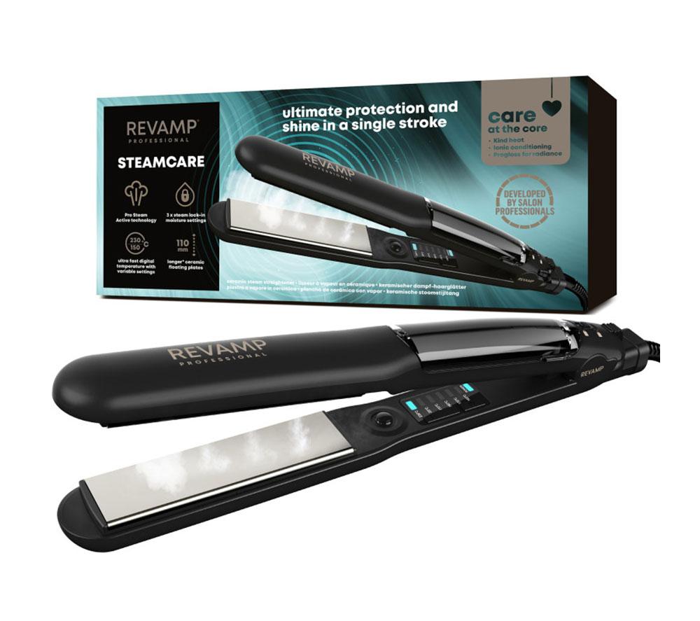 REVAMP Progloss Steamcare Ceramic Hair Straightener - Black