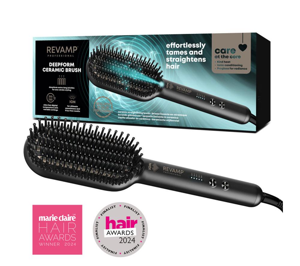 REVAMP Progloss DeepForm Hair Straightening Brush - Black