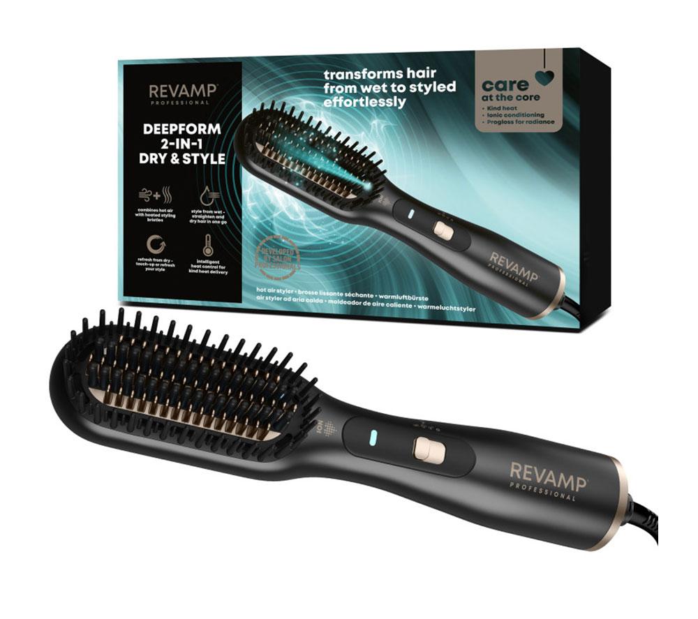 REVAMP Progloss Deepform Straight & Style Blow Dry Brush - Black