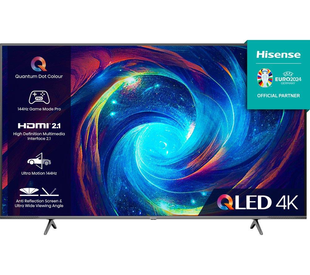 75 HISENSE 75E7KQTUK PRO  Smart 4K Ultra HD HDR QLED TV with Amazon Alexa, Black