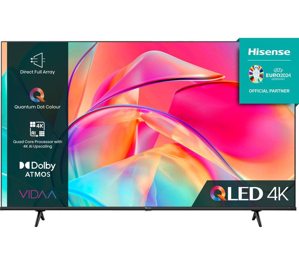 55 HISENSE 55E7KQTUK  Smart 4K Ultra HD HDR QLED TV with Amazon Alexa, Black