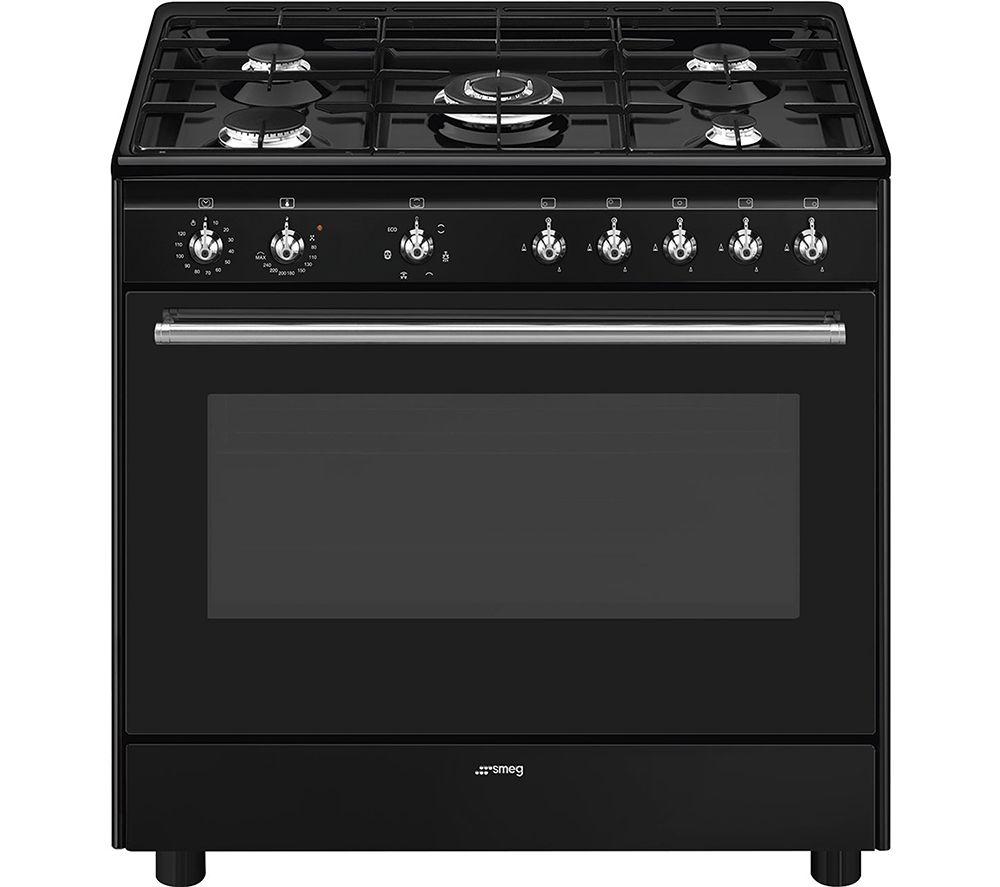 SMEG Concert CX91GMBL 90 cm Dual Fuel Range Cooker - Black