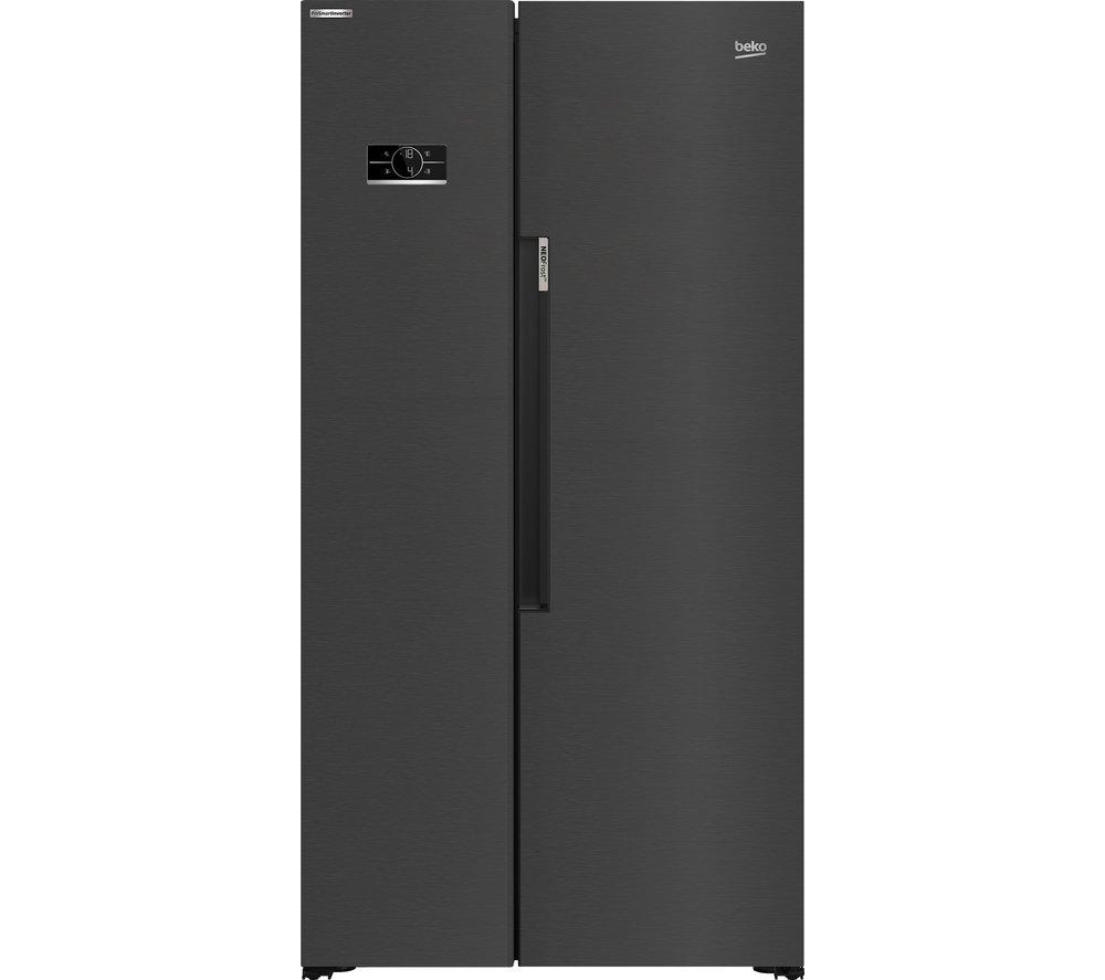 BEKO Pro HarvestFresh ASL1442VPZ American-Style Fridge Freezer - Black Steel