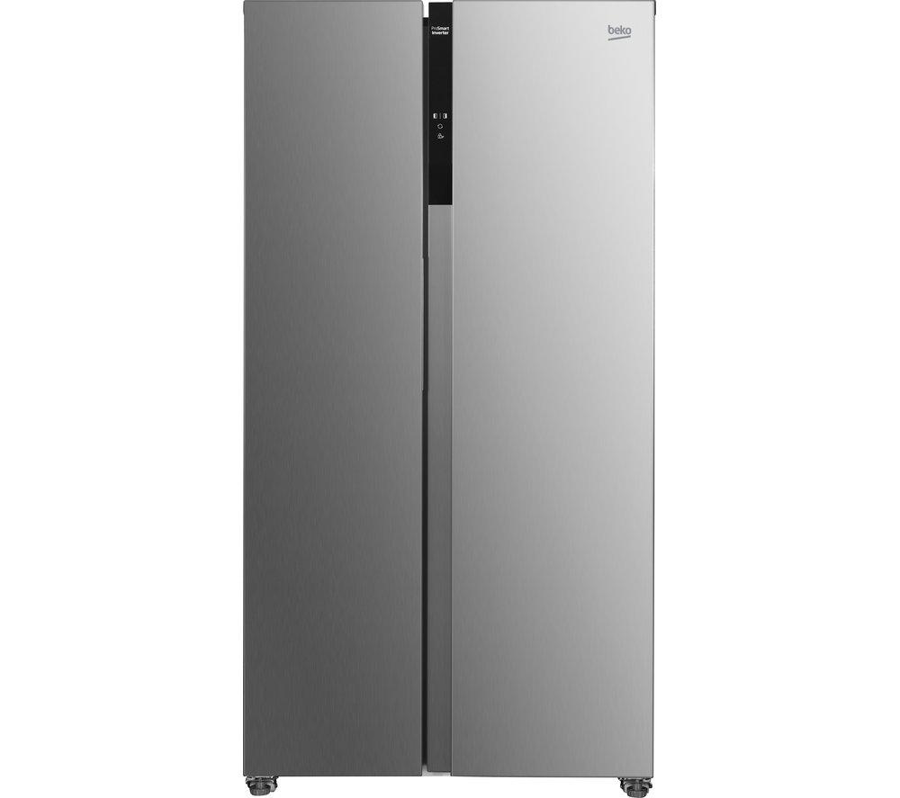 BEKO Frost Free ASL1532PX American-Style Fridge Freezer - Brushed Steel