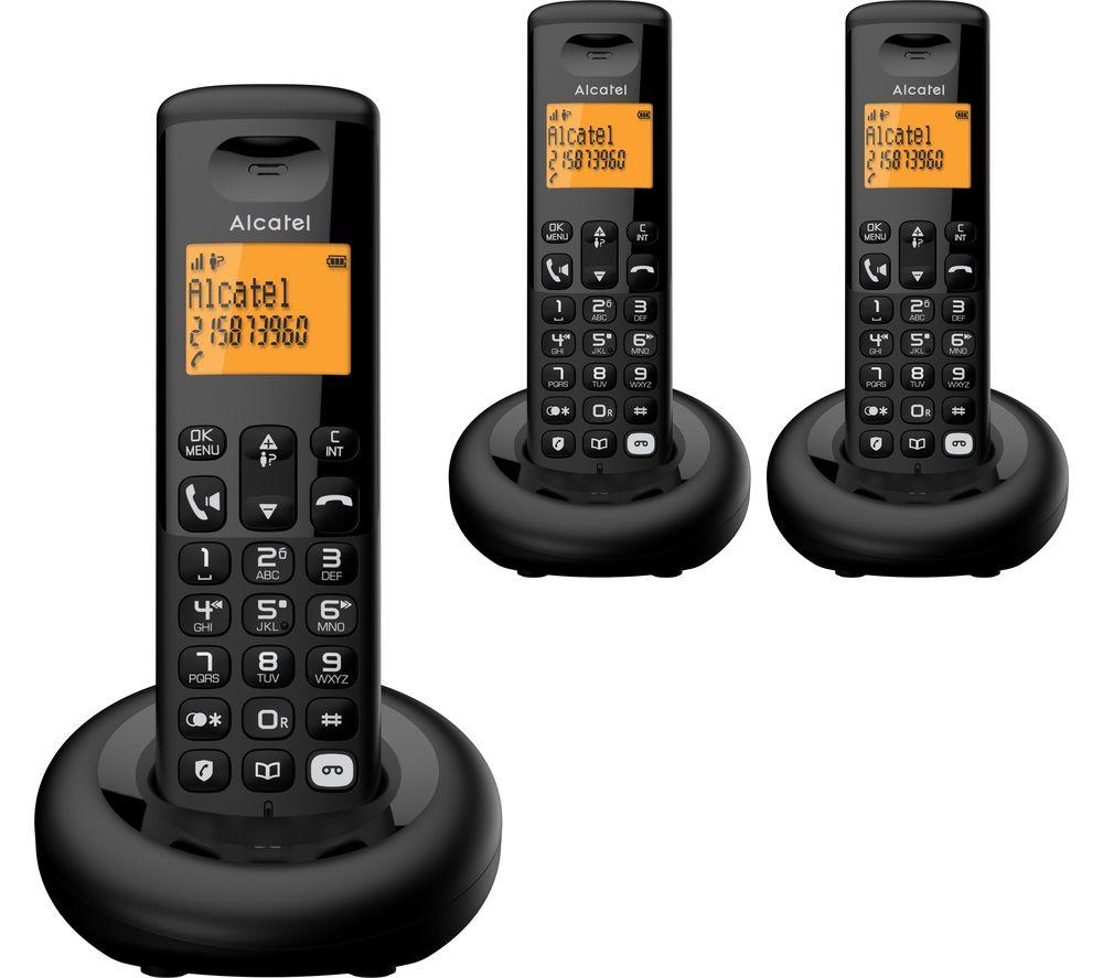 ALCATEL E260 Svoice TAM Cordless Phone - Triple Handsets, Black, Black