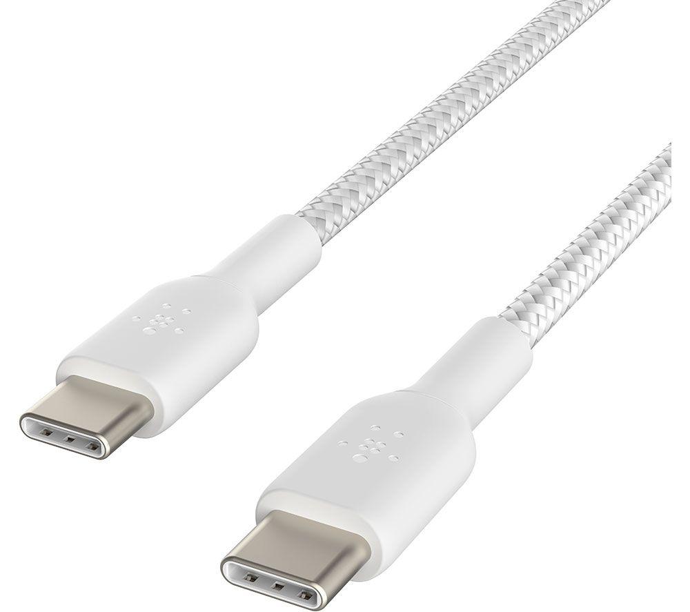 BELKIN Braided to USB Type-C Cable - 1 m, White, Pack of 2
