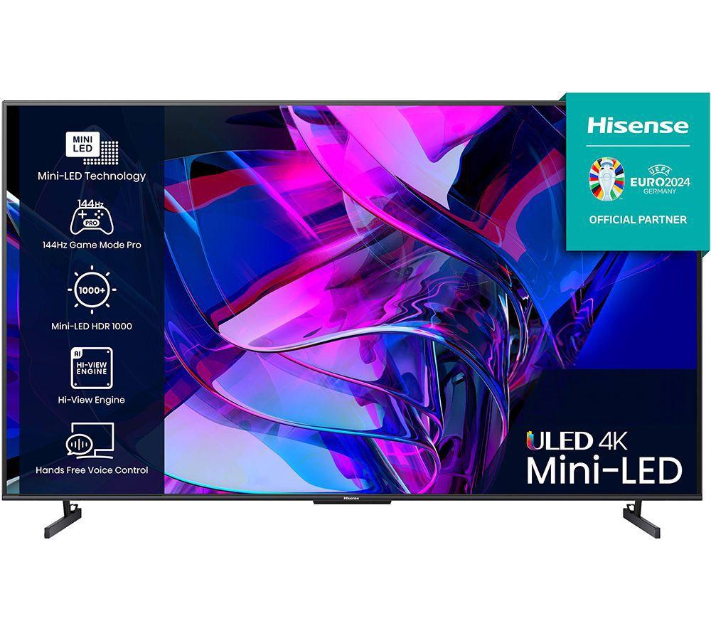 85 HISENSE 85U7KQTUK  Smart 4K Ultra HD HDR Mini-LED TV with Amazon Alexa, Silver/Grey