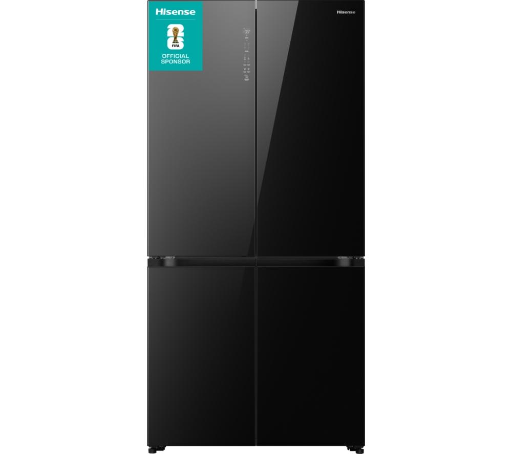 HISENSE KitchenFit RQ768N4GBE Multi-Door Fridge Freezer - Black Glass