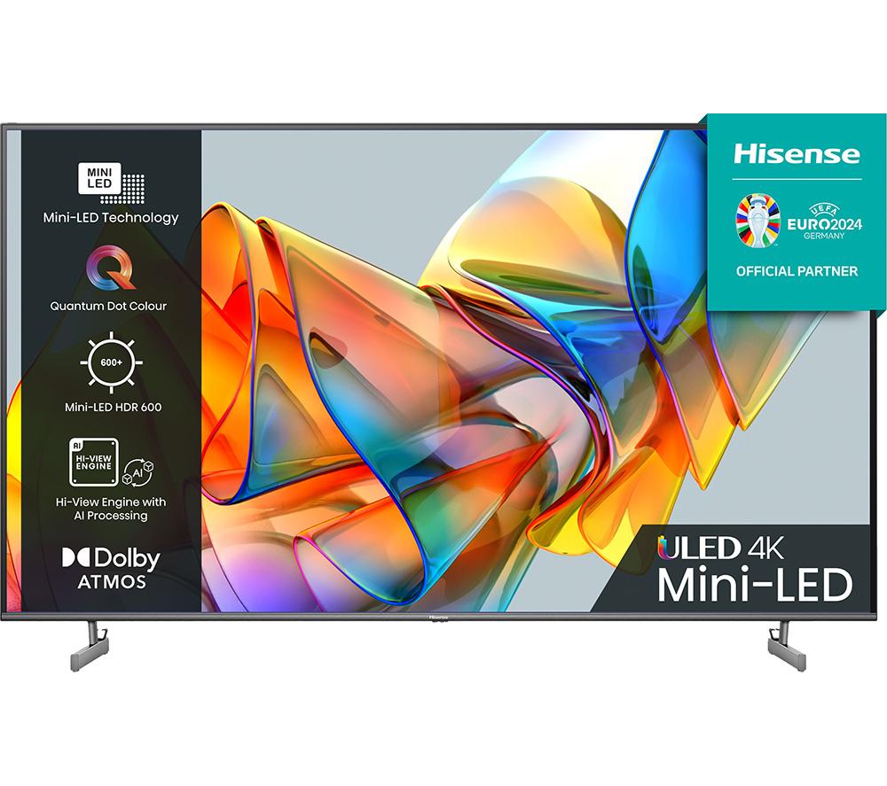 55 HISENSE 55U6KQTUK  Smart 4K Ultra HD HDR Mini-LED TV with Amazon Alexa, Silver/Grey