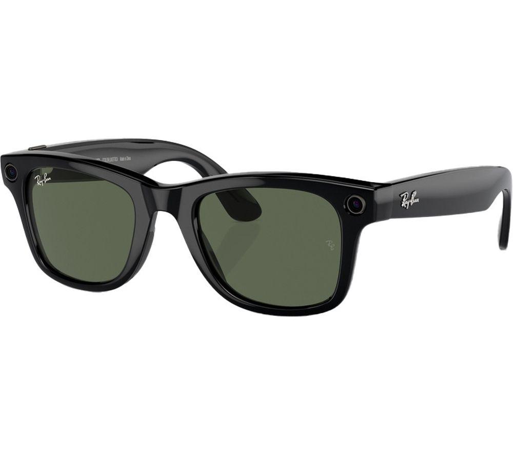 RAY-BAN Meta Wayfarer Glasses - Shiny Black, G15 Green