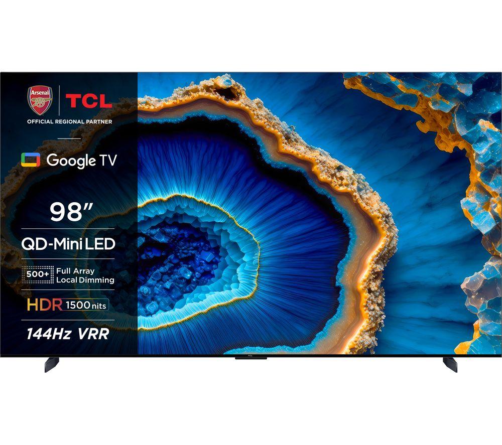 TCL 98C805K 98 Smart 4K Ultra HD HDR Mini LED QLED TV with Google Assistant, Black