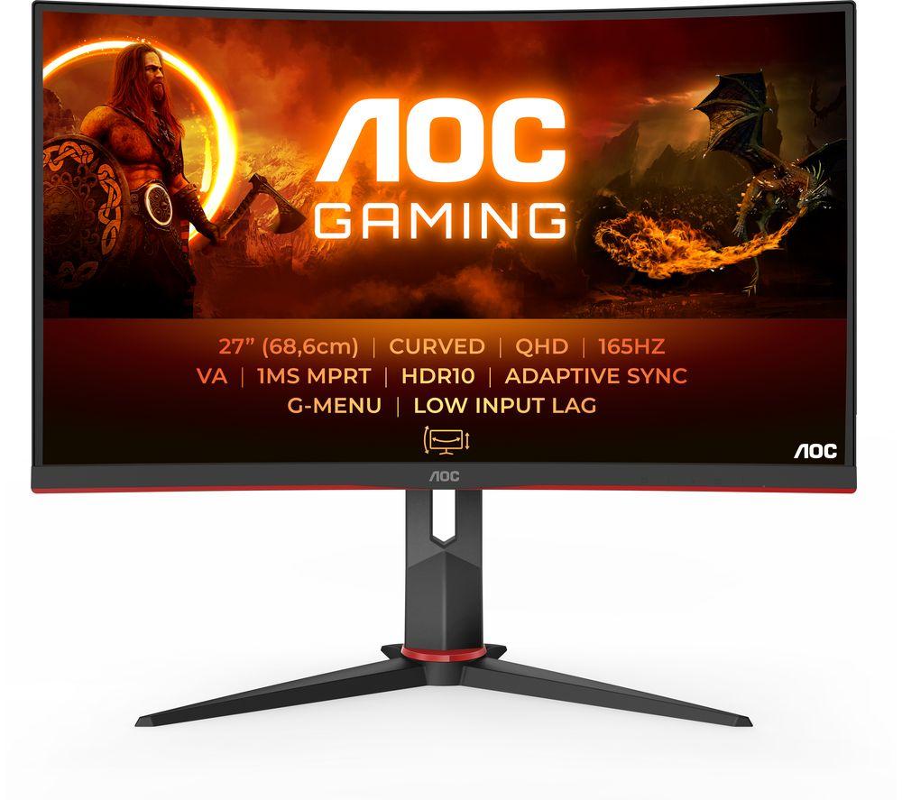 AOC CQ27G2S/BK Quad HD 27 Curved VA LCD Gaming Monitor - Black, Black