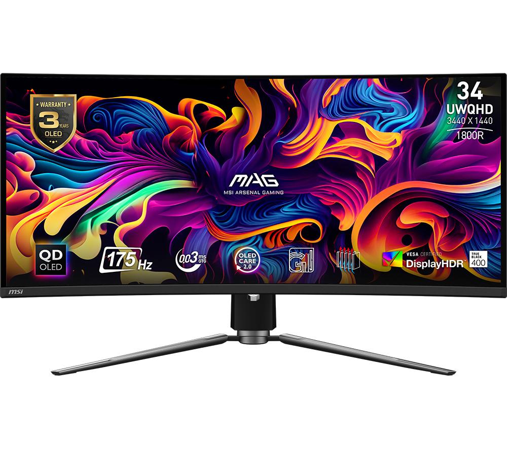 MSI MAG 341CQP QD Ultra Wide Quad HD 34  Curved OLED Gaming Monitor - Black