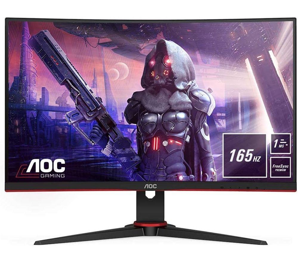 AOC C24G2AE/BK Full HD 23.6 Curved VA LED Gaming Monitor - Black & Red, Black,Red