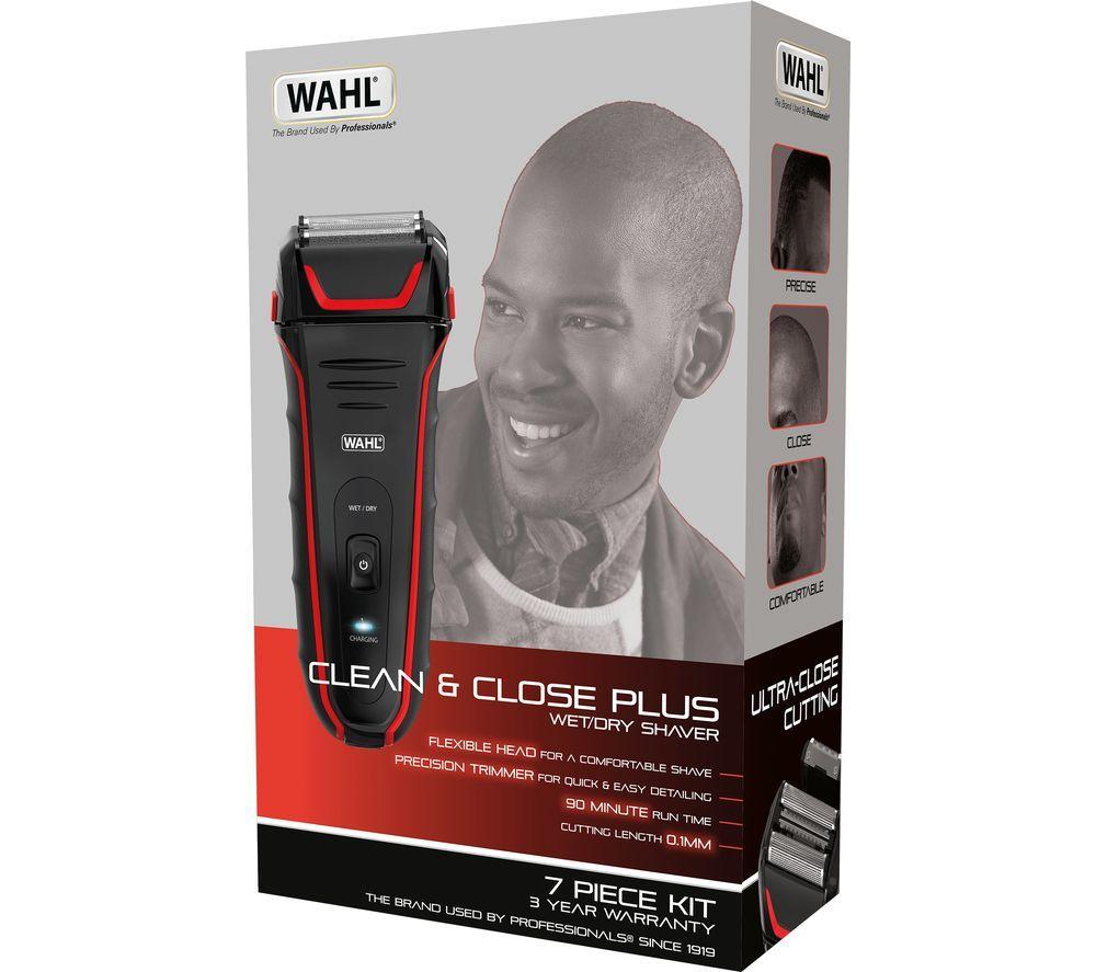 WAHL Clean & Close Wet & Dry Stubble Foil Shaver - Black & Red